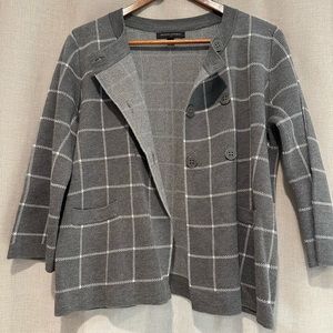 Banana Republic Gray Window Pane Cardigan